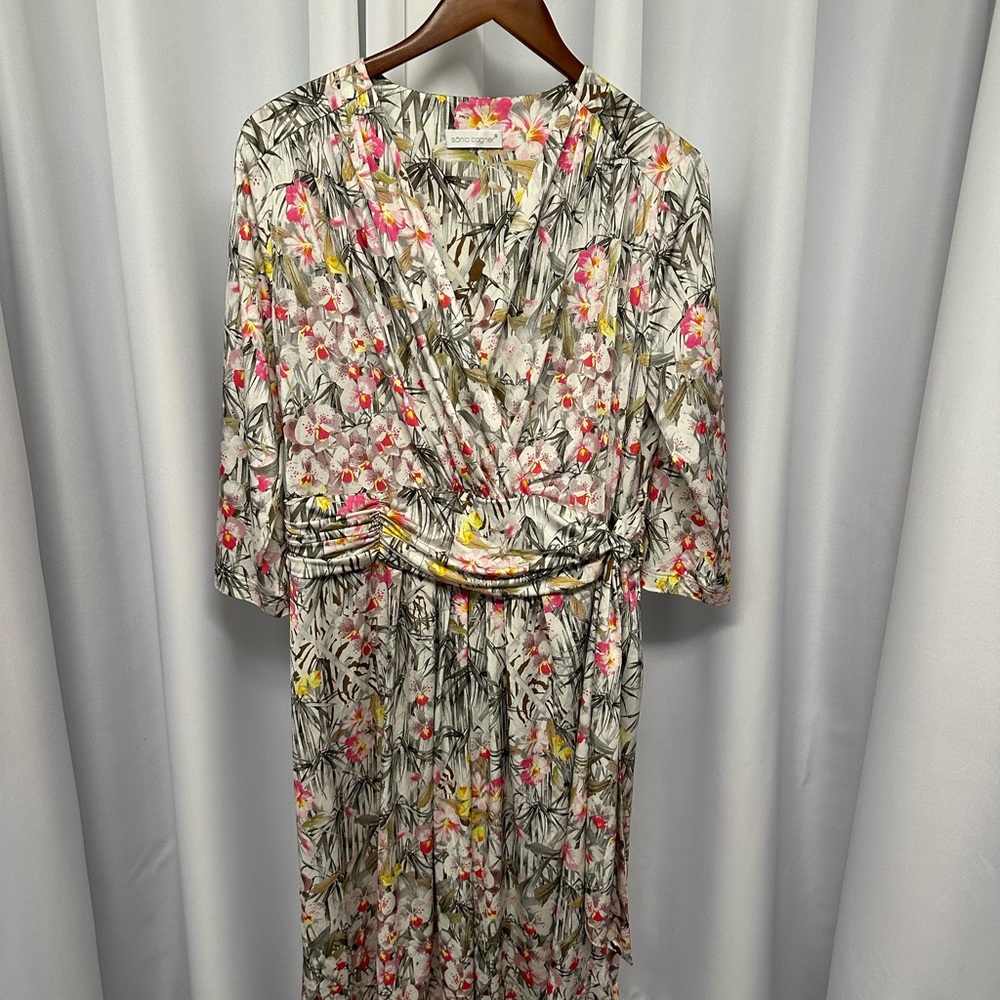 Sonia Bogner Multicolor Floral Long Sleeve Dress size 14